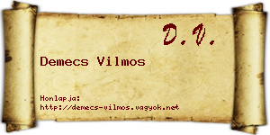 Demecs Vilmos névjegykártya